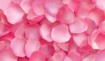 A close-up view of many delicate, pale pink rose petals