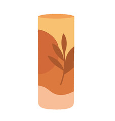 Candle with Leaf Design.