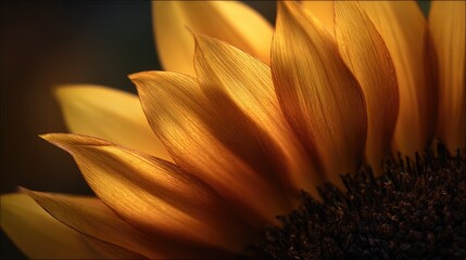 Close-up of sunflower petals, golden hues