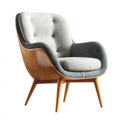 Elegant mid-century armchair  isolated on a white background