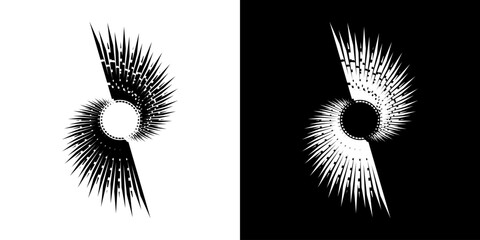 	
Dynamic abstract spiral sound wave rhythm lines. Circular spiral sound wave rhythm of lines. Circular futuristic abstract lines, black and white background.