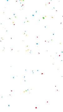 舞い散るカラフルで小さい紙吹雪の背景素材（縦長、白背景）	