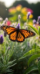 Monarch Butterfly on Lavender - A Moment of Natural Beauty.