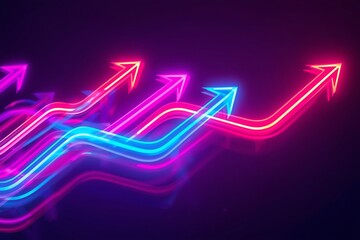 Generative AI Vibrant Neon Arrows Signaling Dynamic Progress and Growth