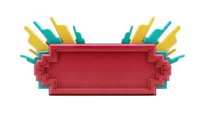 Red rectangular frame with yellow and green accents