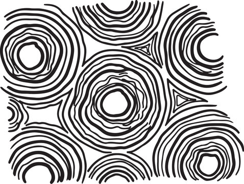 Black and white abstract concentric circles pattern design element