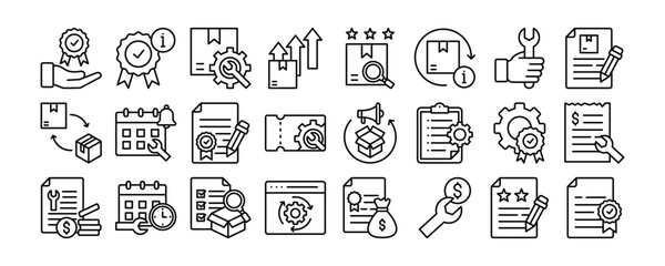 After Sales Service icon collection. Containing design business, service, customer, support, online, information	