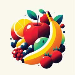 Vibrant and colorful illustration of a variety of fresh fruits.