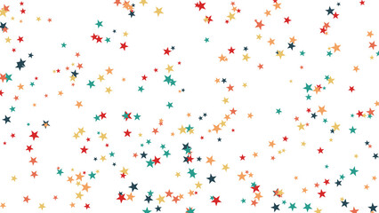Festive Starfall Background with Colorful Stars and White Space