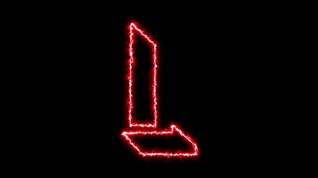 Neon L alphabet on black background. L alphabet neon moving outline for an online shop, blog, web, cafe, and hotel on a black BG.Technology video material animation. Easy to use in any video