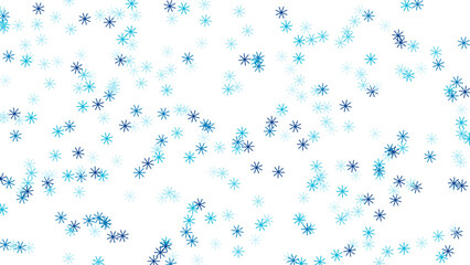 Blue Flurry Snowflake Background on White