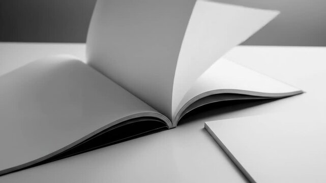 Open blank magazine on a white surface, ready for your content.