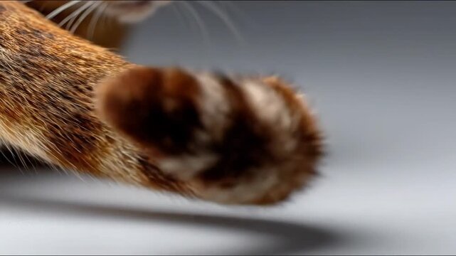 Close-up of a cat's tail swishing playfully as a cue for pause and reflection in a bright and colorful environment. Playful Cat Tail Close-Up &ndash; Gesture of Pause and Personality
