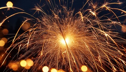 Glowing Sparklers Ignite The Night With Streams Of Golden Light In A Festive Display