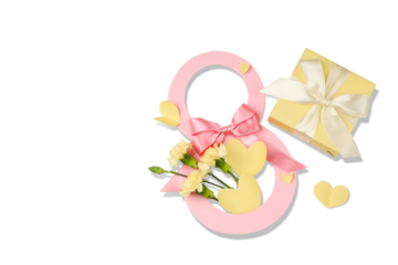 Vibrant decor and gifts capture Women's Day spirit, isolated, PNG