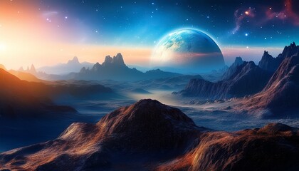 Landscape Of Alien World In Deep Space Generative Ai Wallpaper