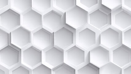 Naklejka premium Abstract White Hexagonal Pattern Background with 3D Effect and Shadow, Modern Geometric Texture