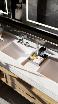 3D rendered vertical animation luxury-style bathroom