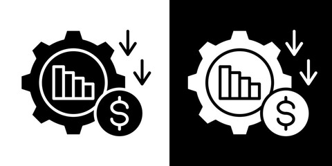 Cost Reduction  Icon Set White Glyph Style Collection
