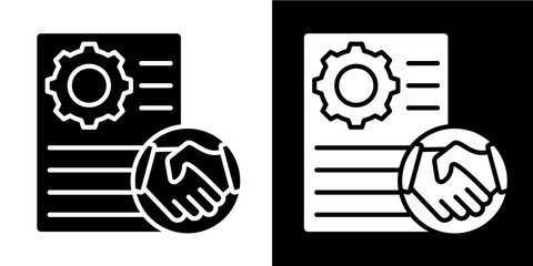 Service Agreement  Icon Set White Glyph Style Collection
