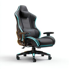Luxury ergonomic gaming chair with futuristic LED-style edges isolated on a white background