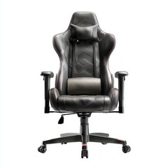 Luxury ergonomic gaming chair with sleek leather finish isolated on a white background