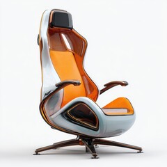 Luxury modern gaming chair with futuristic LED-style isolated on a white background 