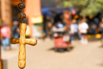 Wooden cross on the bible 