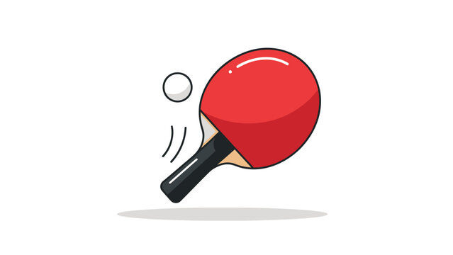 Red Ping Pong Paddle and Ball in Motion.
