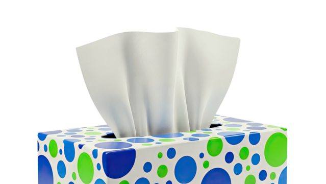 Tissue Box with Blue and Green Polka Dots - Powered by Adobe