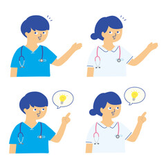 Nurses Sharing Ideas and Solutions Illustration / 看護師がアイデアを共有するイラスト