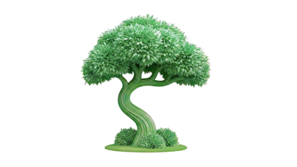 Stylized Green Tree with Bushy Crown