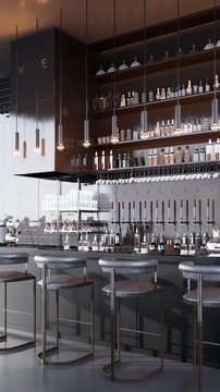 3D render vertical animation of a luxury-style beverage bar