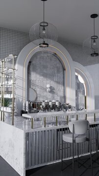 3D render vertical animation of a luxury-style beverage bar