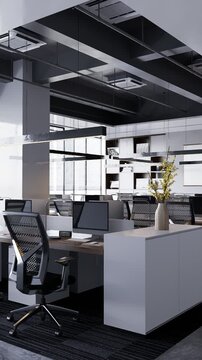 3D render vertical animation modern-style office