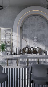 3D render vertical animation of a luxury-style beverage bar
