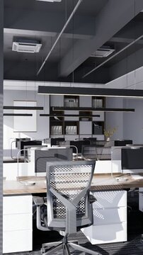 3D render vertical animation modern-style office