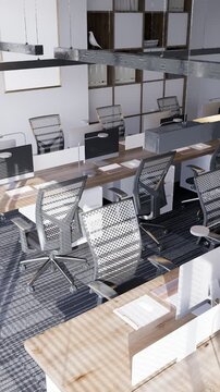 3D render vertical animation modern-style office