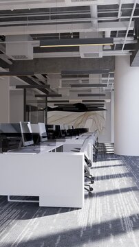 3D render vertical animation modern-style office
