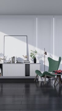 3D render vertical animation of a living room