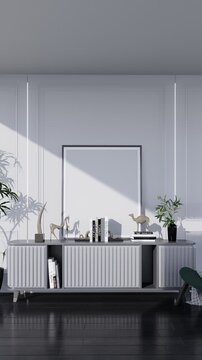 3D render vertical animation of a living room