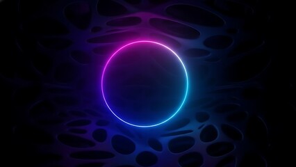 Fototapeta premium Neon Circle Glowing on Dark Textured Background (2).png