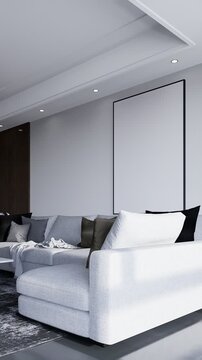 3D render vertical animation of a living room