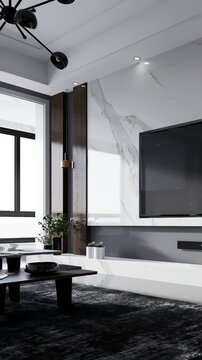 3D render vertical animation of a living room