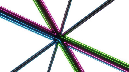 multicolored neon lines intersecting on white background