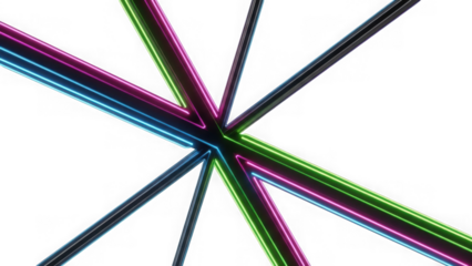 multicolored neon lines intersecting on white background
