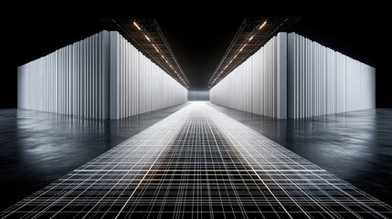 Obraz premium Abstract architectural design with digital lines and futuristic perspective