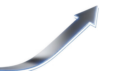 Shiny metallic arrow pointing up  symbol of growth and success