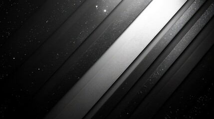 Abstract Black and Silver Diagonal Stripes with Glittering Sparkles and Subtle Light Effects