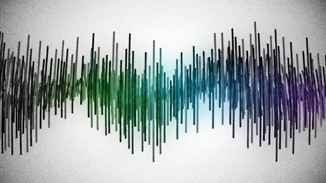 Abstract sound wave visualization with vibrant color transitions reflecting musical frequencies on a white background